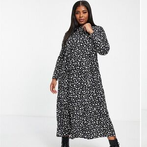 ASOS Street Collective Curve Jersey Long Sleeve Smock Pephem Midi Dress